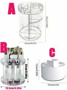 1pc Double Layer 360° Rotating Large Capacity Transparent Desktop Cosmetic Organizer, Makeup Storage, Jewelry Storage, Jewelry Storage Box - Multicolor - View 10