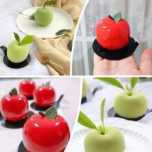 8-Cavity Apple Silicone Mold For Baking Mousse Cake, Dessert, Bread, Chocolate, Fruit, Pudding, Gel, Ice Cream, Christmas Cake Decoration, Non-Stick And Easy Release, Apple Shape, Also Suitable For Soap And Candles, Non-Stick And Easy To Clean, Oven And Microwave - View 8