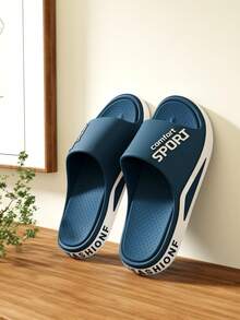 Unisex Letter Print Slides, Comfortable Wear-Resistant Odor-Resistant Fashion Slippers, Couple Indoor Bedroom Living Room Home Bathroom Shower Guest Slippers, Plus Size Men's Slippers - Multicolor - View 7