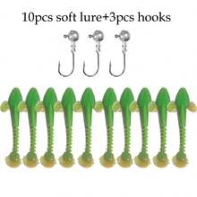 10pcs Soft Lures 7cm T-Tail Worms, 3pcs Lure Hooks 3g 5g 10g Metal Lures, Carp Fishing Lure Tackle Set - T-tail - View 14
