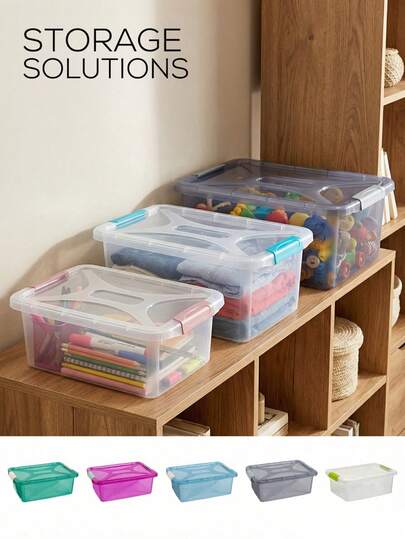 A Transparent-Colored Storage Box Wholesale Plastic Household Creative Toy Snack Desktop Organizer Storage Box Portable Storage Box