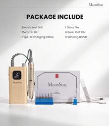 Professional Nail Drill Kit, 30000RPM Cordless Electric Nail File With LCD Display, Rechargeable 4000mAh Battery Nail Efile For Acrylic & Gel Nails, Manicure Pedicure, Salon & Home Use - 裸米色 - 查看 8