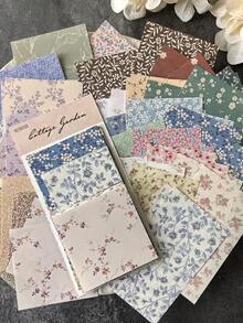 60pcs/Pack Vintage Floral Decorative Scrapbook Paper, DIY Collage Memo Pad - Multicolor - View 2