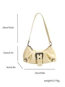 Bolso de motocicleta vintage punk con remaches para mujer, bolso de hombro y axila para trabajo y desplazamientos - Amarillo - Ver 6