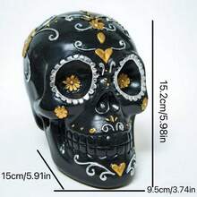 亡灵节糖骷髅铅笔筒 - 亡灵节和万圣节装饰品，彩绘艺术铅笔杯，祭坛装饰品，创意桌面收纳盒，艺术家和文化爱好者的礼物 - 彩色 - 查看 16