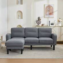 Corner Sofa L-Shape 3-Seater With Chaise Longue, Small Corner Sofa From - 灰色的 - 查看 2