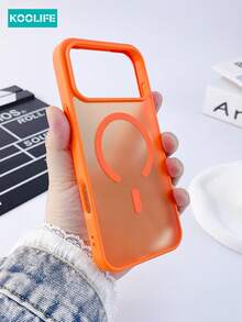 Koolife 1pc Magnetic Phone Case, PC+TPU Material, 2.0mm Thickness, Matte Surface, Skin-Friendly Design, Raised Lens Protection, Anti-Slip Anti-Drop, Compatible With IPhone 17/17 Pro/17 Pro Max - Orange - View 2