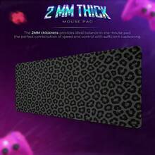 1pc Grey & Black Leopard Print Extended Mouse Pad, Large Gaming & Office Desk Mat, Suitable For Keyboard And Mouse, Dark Non-Slip Computer Pad, Men's Desktop Accessory Gift - View 2