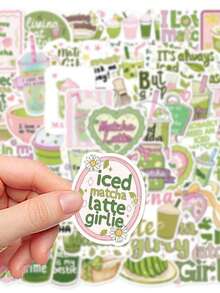50/100pcs Matcha Girl Sticker Pack, Matcha Stickers, Stickers Aesthetic,Kindle Accessories Pencil Case Stickers For Diary, Laptop, Notebook, Phone Case Home Decor Back To School Room Decor School Supplies - Fresh and Clean - View 3