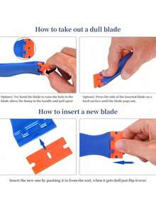 1 Plastic Scraper With 10 Plastic Blades, For Removing Labels, Stickers From Window Glass, Cleaning Floors, Stoves, Car Windows - Multicolor - View 8