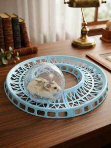 Juguete de pista de plástico DIY para hámster, pista desmontable azul para zarigüeya de azúcar (apto para bolas de ejercicio de 12cm/4.72in, 14cm/5.51in y 18.5cm/7.28in), pista de trote para cobaya, fácil de montar, apto para mascotas pequeñas - A - Ver 5