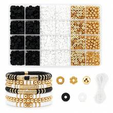 Soft Bohemian Style 1 Box/4000pcs Polymer Clay Beads Set - Mixed Shapes With Hollow Details - DIY Jewelry Making Friendship Bracelets - A - View 9