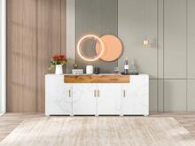 Sideboard White 208x39.5x80cm - With 4 Doors And 2 Drawers In Wood For Dining Room And Living Room - 白色 - 查看 2