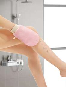 1/2pcs Gentle Exfoliating Dual Layer Bath Mittens Home Bathroom Decor Fall Decor Back To School - Pink - View 4