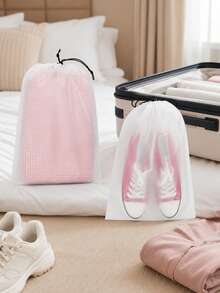 5/10/20pcs Transparent Plastic Travel Shoe Bags, 15.7" X 11.8" / 40cm X 30cm, Portable Drawstring Storage Bags, Waterproof & Dust-Proof Shoe Storage Bags, Drawstring Shoe Covers, Suitable For Sports Shoes, Clothes, Dirty Laundry, Luggage, Bedroom, Closet, Essential For Travel And Daily Home Use - View 13
