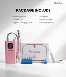 Professional Nail Drill Kit, 30000RPM Cordless Electric Nail File With LCD Display, Rechargeable 4000mAh Battery Nail Efile For Acrylic & Gel Nails, Manicure Pedicure, Salon & Home Use - Blush Pink - 查看 8