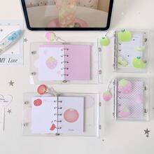 1pc Mini Photo Card Album With Fruit Bead Pendant, Transparent Polka Dot Cover, Replaceable Pages Idol Card Storage Binder, Student Star Card Collection Book, Strawberry Tomato Green Apple Pattern, Back To School,Card Holder - Photo Album - View 9