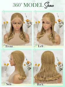 A ANYTIME Fashionable Mid-Length Braided Wig, Transparent HD Lace Box Braids, Soft Curly Ends, Realistic Scalp Lightweight Protective Braided Wig, Suitable For Daily Wear And Parties, Halloween - Multicolor - View 9