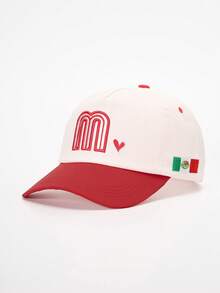 1pc Men's M Letter Mexican Flag Embroidered Baseball Cap, Street Fashion Casual Hat For Spring/Autumn Travel, Beach Vacation - Multicolor - View 8