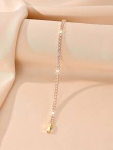 Edelstahl Rosegold Tennis Armband, abwechselnd rosa und weiße kubische Zirkonia eingelegt, verstellbarer Schiebeverschluss, geeignet für Hochzeit, Brautjungfer, Gala, Geburtstag, Valentinstag, Jahrestag, Weihnachten, Muttertag, Neujahr, Verlobung, Abschlussfeier von Frauen - Gold - Übersicht 12