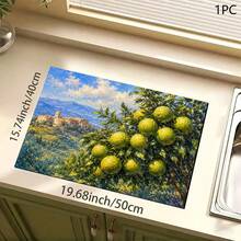 Lemon Print Pattern Drainage Mat/Absorbent Mat/Drying Mat Coffee Machine Dish Drying Mat - Absorbent Polyester Tabletop Protector With Rubber Non-Slip Backing, For Kitchen Countertop Decoration - Home Bar And Dining Table Placemat - Multicolor - View 8