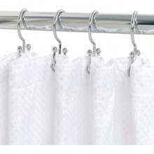 5pcs/1Pc Shower Curtain Hooks, Durable Rust‑Resistant Silver Shower Curtain Rings, Finished Double‑Slide Curtain Hooks For Bathroom Decor, Halloween Shower Hooks Compatible - Silver - View 4