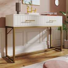 White Vanity Table With 2 Drawers - Perfect For Bedroom - 白色 - 查看 9
