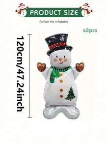 2pcs 120cm Base Scarf White Snowman Shaped Aluminum Foil Balloons, Suitable For Christmas Party Decoration - View 7