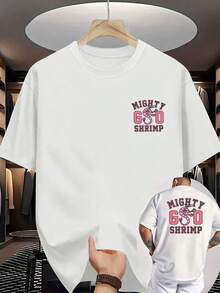 Nuova T-Shirt Estiva da Uomo Casual a Maniche Corte con Collo a Costine, Tessuto a Maglia, Fresca e Confortevole, Stampa Fronte e Retro su Due Lati con Motivo di Gamberetti, Maglie - Bianco - Visualizzare 2