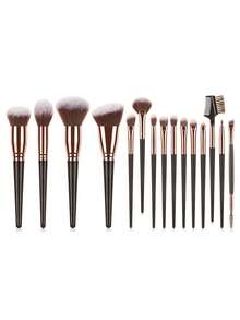 ronshadow 15pcs Multi-Function Makeup Brush Set, Soft Nylon Bristles, Base, Contour, Eye, Brow Brushes, Even Powder Pickup, Smooth Application, Suitable For Daily Use, Travel Makeup, Gift - Multicolor - View 12