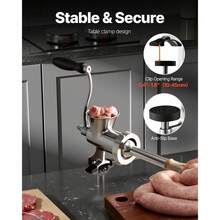 Picadora de Carne Manual de Acero Inoxidable 304 con Manivela y Abrazadera de Acero para Mesa Máquina para Moler Carne con Placa de Corte y Tubo Ideal para Carne de Res, Cocina, Restaurante - Acero inoxidable 304 - Ver 2