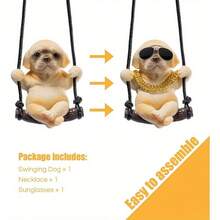 1pc Swinging Labrador Golden Retriever Car Rearview Mirror Hanging Ornament, Car Interior Decoration, Suitable As Gift For Friends And Family - A - View 3