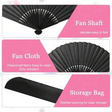 Black Classic Folding Hand Fan, Silk Fabric, Bamboo Frame, Blending Chinese And Western Styles, Suitable For Weddings, Parties, Performances, Dancing, Home Decor, Festivals, Gifts, Birthdays, Graduations And More - Fan - View 6