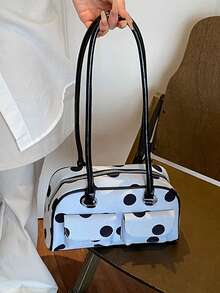 Women's Retro Solid Color Pu Leather Shoulder Bag With Multiple Pockets Large Capacity Comes With A Detachable Accessory Charm - Multicolor - View 5
