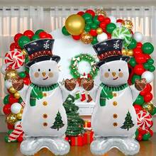 2pcs 120cm Base Scarf White Snowman Shaped Aluminum Foil Balloons, Suitable For Christmas Party Decoration - View 3