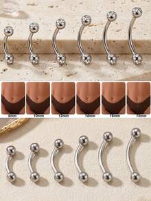 4pcs Small Belly Button Rings 14G 316L Steel Belly Piercing For Women Navel Rings Hypoallergenic Eyebrow Lip Daith Rook Piercing Jewelry 8-18MM - Small Belly Piercing Ring - View 2