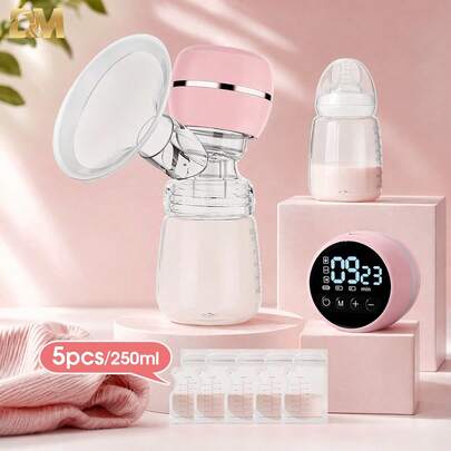 D&M Extractor de leche eléctrico inteligente unilateral con pantalla táctil LED, 5 bolsas para almacenar leche, 3 modos y 9 niveles, 3 En 1: Extrae, Almacena Y Alimenta,Bajo Ruido E Indoloro