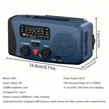 Hand Crank Generator Radio, Solar Powered Emergency Radio, Flashlight, Multi-Band FM Radio - View 3