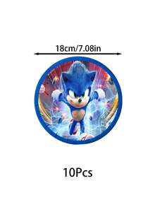Sonic 刺蝟貓主題派對餐具，適用於節日派對、生日、居家裝飾、廚房配件、禮品 - 彩色 - 查看 4