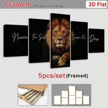 5件組無框現代抽象獅子印花畫布油畫，獅子牆面裝飾，雄偉獅子處於自然棲息地，伴隨反光水面與綠植，木框畫布藝術，適合客廳、臥室、辦公室裝飾，可直接掛牆 - 獅子 - 查看 15