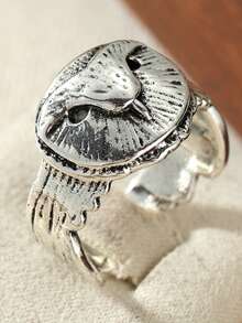 Gmzalx Women's Fashion Personalized Ring, 3D Embossed Owl Texture, Vintage Texture - Antique Silver - View 12