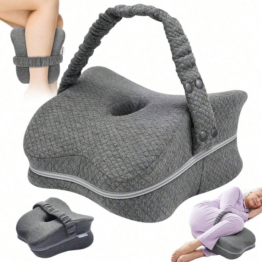 Memory-Schaum Kissen mit waschbarem Bezug und elastischem Befestigungsgurt, ergonomisches Schlafkissen speziell für Seitenschläfer im Heimschlafzimmer - Grau - Übersicht 1