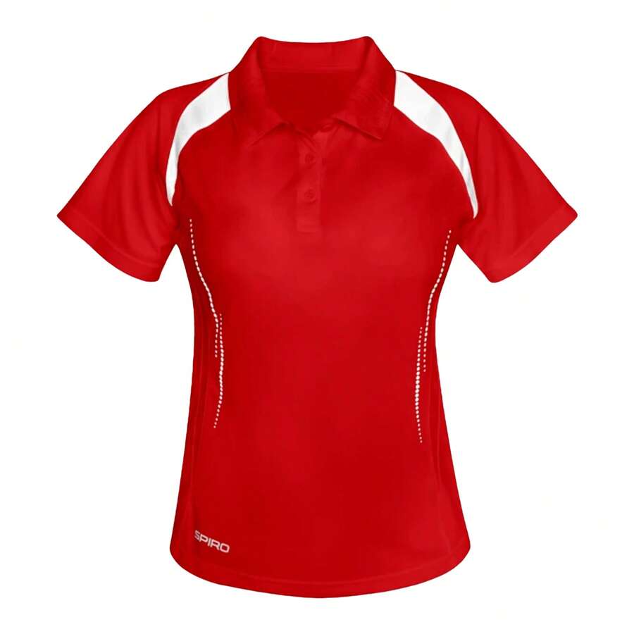 Spiro Womens/Ladies Sports Team Spirit Performance Polo Shirt - Red/White - View 1