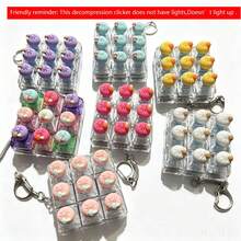 1pc Small Bun PC Colorful Transparent Button Keychain Fidget Toy, Clicker Stress Relief Toy, Anxiety Relief Squeeze Toy For Office, Bag Charm, Holiday Gift (No Light Version) - Multicolor - View 11