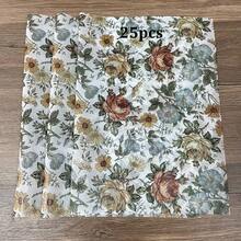 10/20/25/50 Blatt Vintage Garten Muster Seidenpapier, geeignet für DIY Basteln, Partygeschenke, Blumenstrauß Verpackung, Kleidung Verpackung und Geburtstagsgeschenk Dekoration - Stil 1 - Übersicht 7