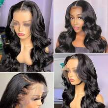 26 Inch 13x4 Deep Wave Lace Front Human Hair Wig, 180% Density Pre-Plucked Glueless HD Transparent Lace Wig For Women - Natural & Black - View 4