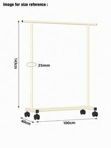 A Simple Coat Rack With Wheels For Easy Movement, Floor-Standing Folding Balcony Single-Pole Clothes Drying Rack, Home Bedroom Clothes Rack - Beige (143x100) - View 10