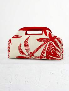 Fashionable Contrast Color Geometric Leaf Clutch, Woven Purse Handheld Clasp Knitted Handbag, Party Evening, Vacation Beach, Daily Commute Gift - Multicolor - View 15