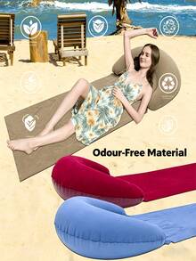 Portable Beach Mat With Inflatable Pillow Ensures 0 Sand On Body All Day Long Washable Sunbathing Lounge Mat For All Travelers Packable Sandproof Beach Blanket Perfect For Sand Grass Pool Deck Outdoor Essentials Travel Accessories Back To School - Multicolor - View 4