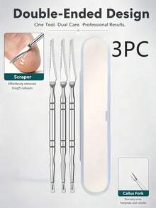 PYDESA 1pc/3pcs/6pcs 2-In-1 Stainless Steel Pedicure Tool, Dual-Head Foot File Callus Remover Scraper & Cuticle Pusher, Non-Slip Handle Dead Skin Remover Foot Care For Home Salon - Silver - View 10